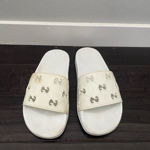 Gucci white slides
